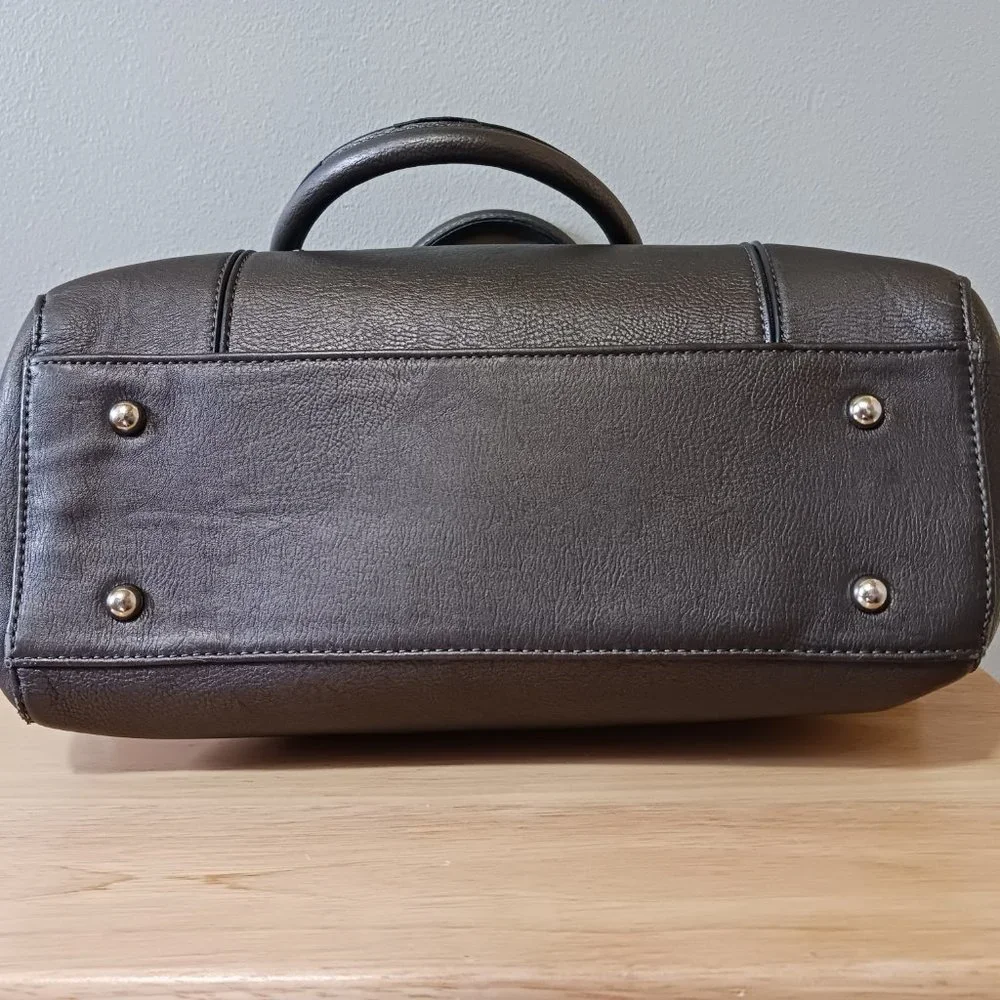 Charming Charlie Dark Gray Handbag Tote Buckles Zipped Closure - Picture 4 of 12